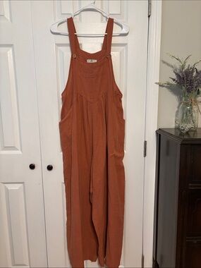 NATURAL LIFE Rust Wide-Leg Overalls